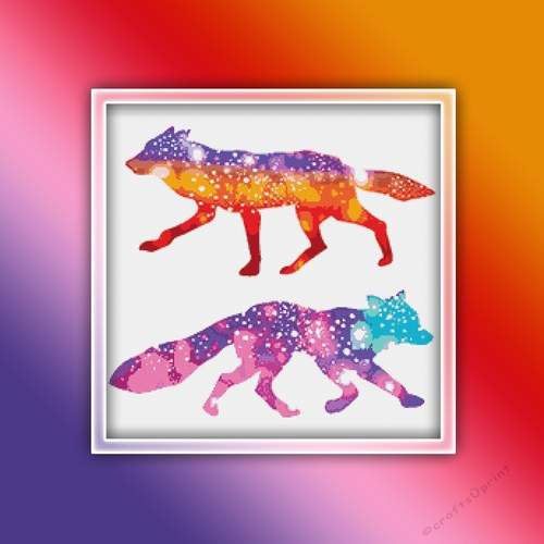 Colorful Foxes 1 Cross Stitch Pattern PDF