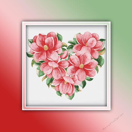 Flowers Heart 7 Cross Stitch Pattern PDF