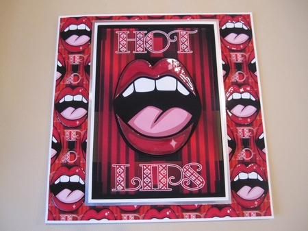 Hot Lips Birthday or Valentine Card Front by LORRAINE PROUD