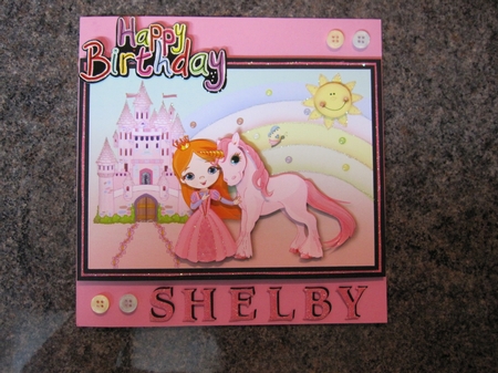 Princess and Her Little Unicorn Card Front and Decoupage by LORRAINE PROUD
