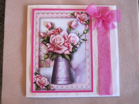 Pretty Pink Roses Water Jug by LORRAINE PROUD
