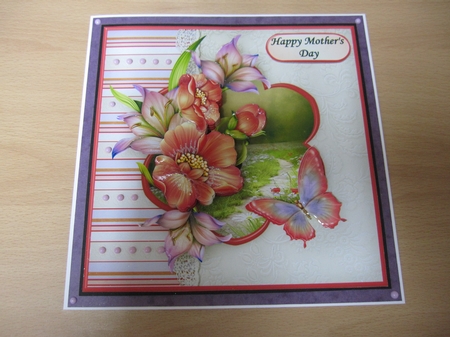 Flower Meadow and Lace Decoupage Card Front by LORRAINE PROUD