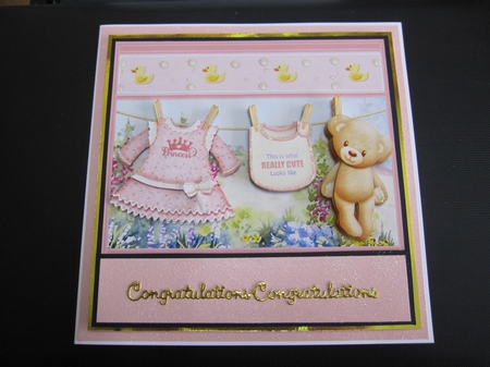 Baby Girl Washing Line 7.5 Decoupage Mini Kit by LORRAINE PROUD