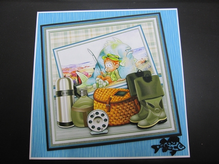 FISHING WHEN IN DOUBT EXAGGERATE 7.5 Decoupage Ages & Insert Mini Kit by LORRAINE PROUD