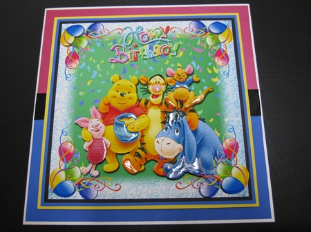 Pooh & Friends age Birthday card front by LORRAINE PROUD