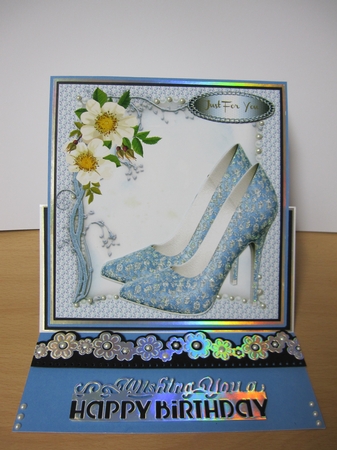Beautiful Blue shoes and  White Roses 3 by LORRAINE PROUD