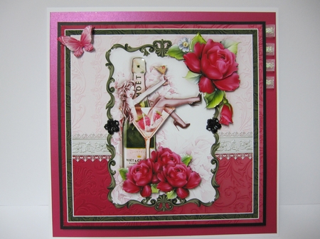 CHAMPAGNE GLASS DIVA 8x8 Decoupage & Insert Mini Kit by LORRAINE PROUD