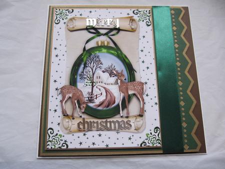 Beautiful Christmas Scene in Green Bauble A4 by LORRAINE PROUD
