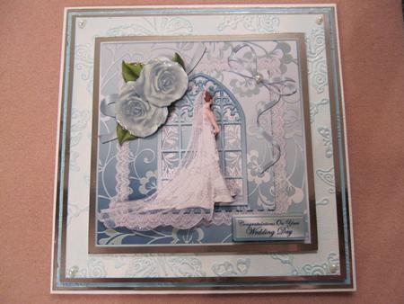 Teal Wedding Day Congratulations Large Card Front by LORRAINE PROUD