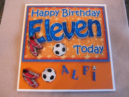5x7 11th Birthday Football Scallop Corner by LORRAINE PROUD