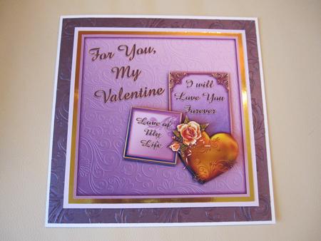 Valentine 3 6x6 Card with Decoupage by LORRAINE PROUD