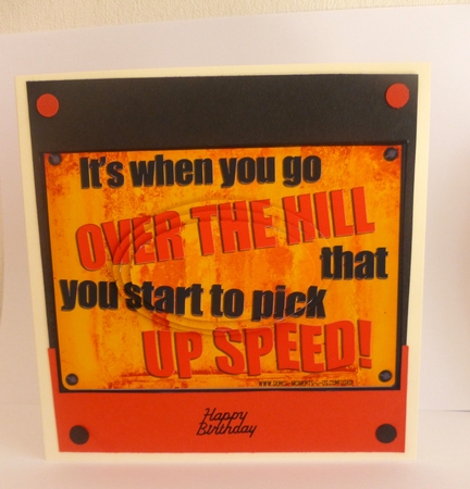 A5 Over the Hill Fun Novelty Senior Moment Saying Oval Pyramage Topper by Nicky Thorne