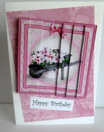 Flower Filled Wheelbarrow Side Stacker Topper by Nicky Thorne