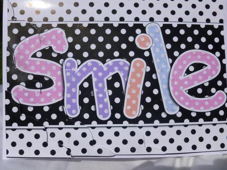 A5 Polka Dot Smile Scallop Corner Side Stacker Topper by Nicky Thorne