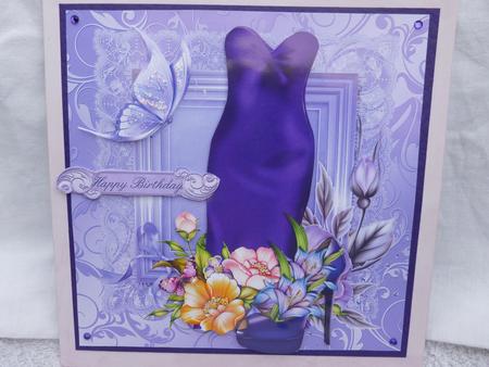 The Purple Dress and Floral Shoe Card Topper by Nicky Thorne