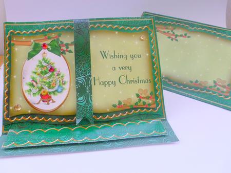 Elegant Green Tree Happy Christmas 3D Easel Book Kit by Nicky Thorne