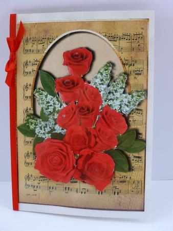 Vintage Sheet Music & Red Roses by Nicky Thorne