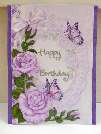 Ring of Lilac Roses Card Front by Nicky Thorne