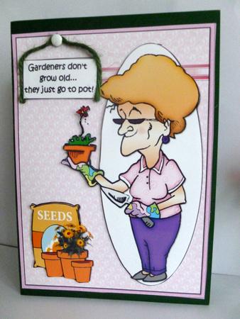 Gertrude the Gardener Has Gone to Pot Quick Card by Nicky Thorne