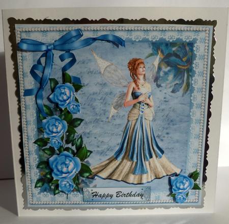 Lovely Blue Roses and Fairy by Nicky Thorne