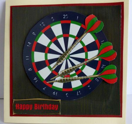 Dart Board Card Topper by Nicky Thorne