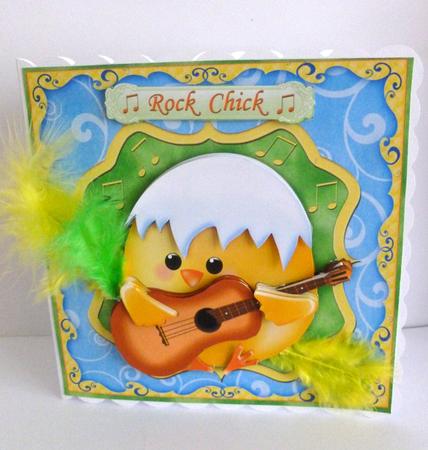 Rock Chick Birthday or Easter Topper & Decoupage by Nicky Thorne