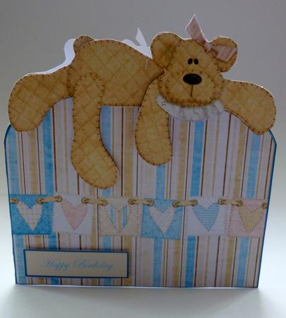Bear Over the Edge Shaped Card with Decoupage by Nicky Thorne