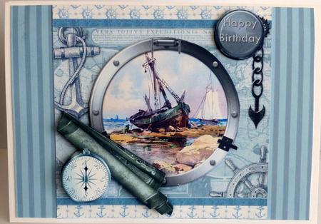 Vintage Fishing Boat Birthday or Fathers Day Quick Card by Nicky Thorne