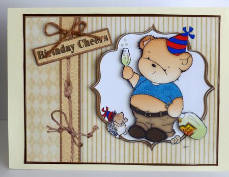 Birthday Cheers Bear Quick Card by Nicky Thorne