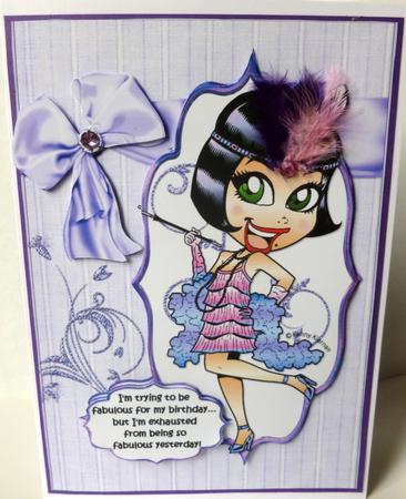Frieda Flapper is Fabulous Purple Quick Card by Nicky Thorne