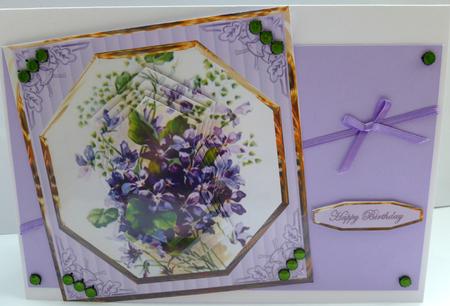 Violets Card Front with Shaped Pyramid Layers by Nicky Thorne