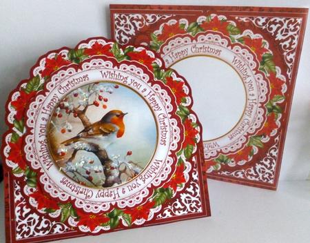 Red Robin Wishin You Happy Christmas Picture Doily C & E Kit by Nicky Thorne