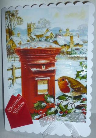 Snow Village with Letterbox & Robin A4 by Nicky Thorne