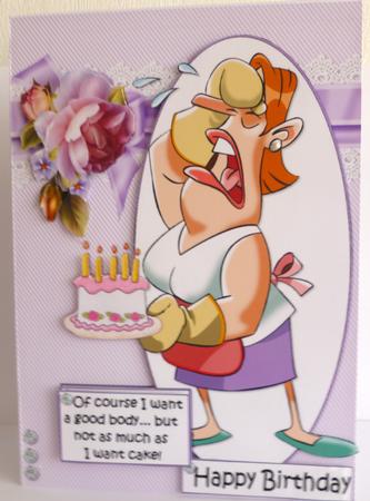 Joan Wants Cake for Her Birthday Quick Card by Nicky Thorne