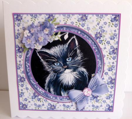Black and White Kitten with Decoupage by Nicky Thorne