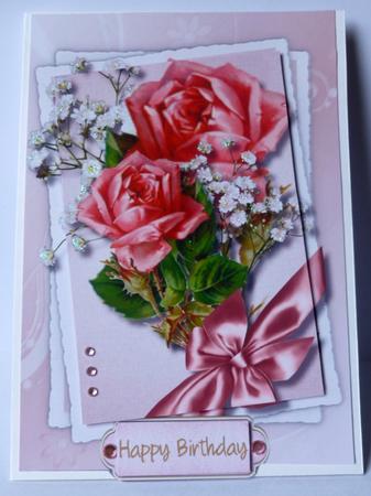 Beautiful Cerise Roses and Babys Breath by Nicky Thorne