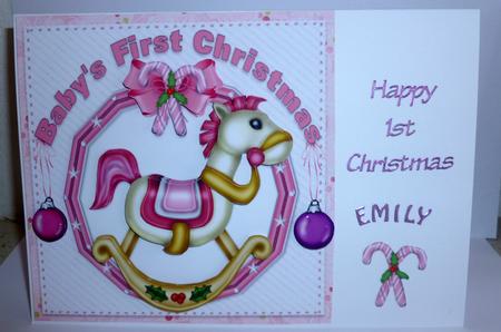 Baby Girls First Christmas Rocking Horse by Nicky Thorne