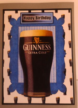 Pint of Beer in Blue Frame A4 by Nicky Thorne