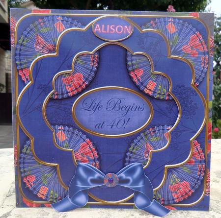 Dark Blue Sweetpea Life Begins at 40 3D Rosette 8in Kit by Debbie Wood