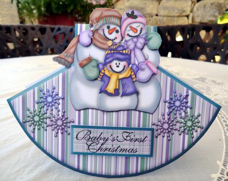 Baby First Christmas Over the Edge Wobble Snowman Snowflakes by Debbie Wood