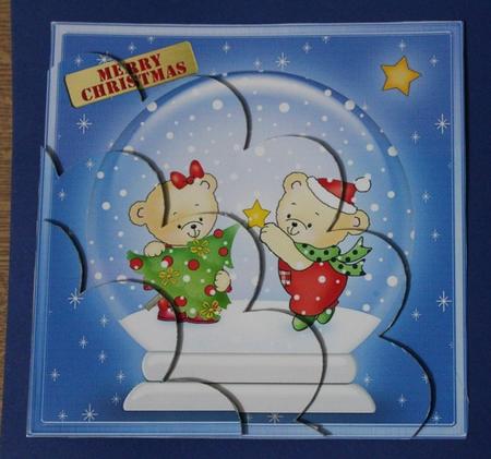 Robin N Rosie's Xmas Tree Snowglobe Shell Edged Stacker by Carmelina Borg Cuschieri
