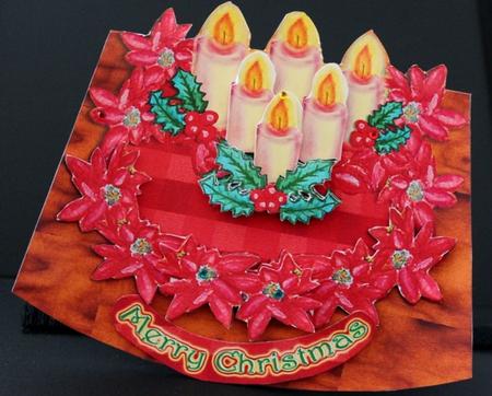 Christmas Flowers and Candles - Wobble & Over the Edge Card by Carmelina Borg Cuschieri