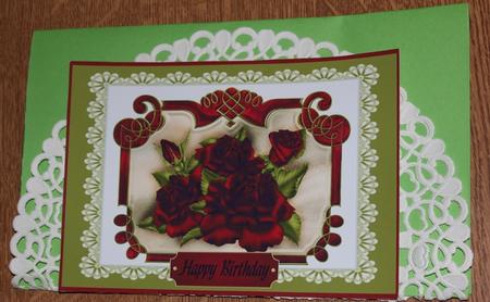 Red Roses on White Lace A4 by Carmelina Borg Cuschieri