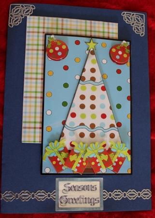 White Christmas Tree Over the Edge Card by Carmelina Borg Cuschieri