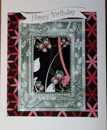Black Pink and Grey Framed Butterfly Topper 2 by Carmelina Borg Cuschieri