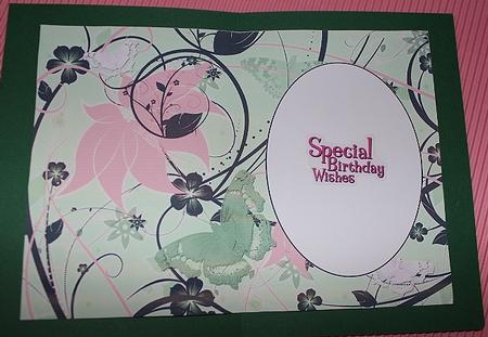 Green and Pink Floral Butterfly Insert 2 by Carmelina Borg Cuschieri