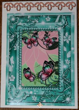 Green and Pink Floral Butterfly Topper 1 by Carmelina Borg Cuschieri