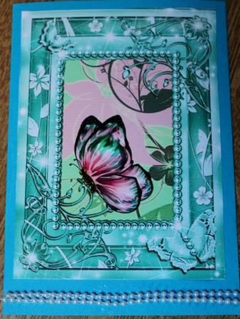 Green and Pink Floral Butterfly Topper 2 by Carmelina Borg Cuschieri