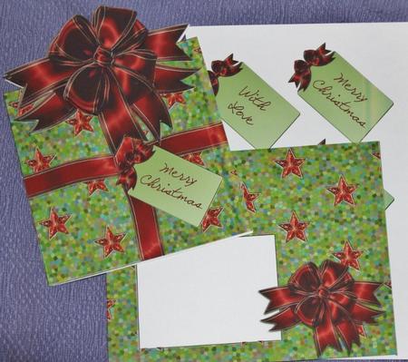 Christmas Parcel - Green & Red with Stars by Carmelina Borg Cuschieri