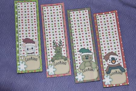 4 Spotty Christmas Cookie Critter Bookmarks by Carmelina Borg Cuschieri
